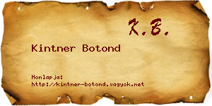Kintner Botond névjegykártya